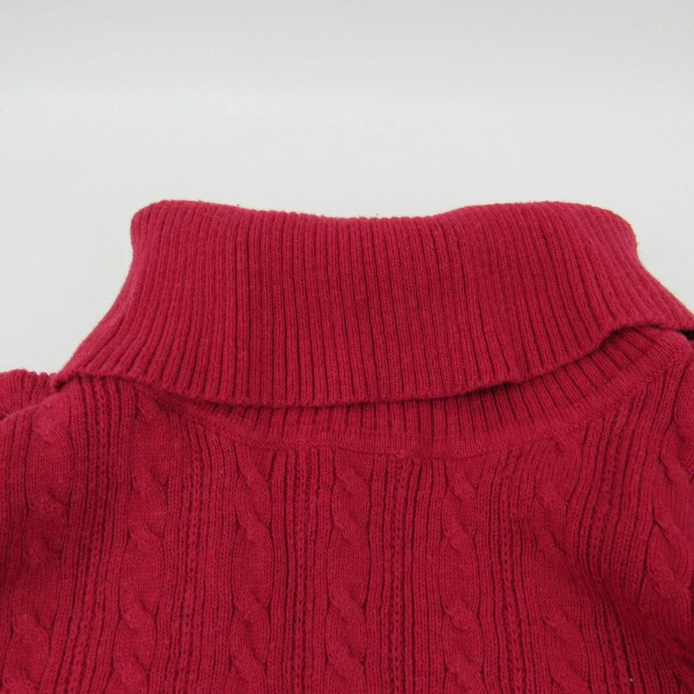 Sonoma Womans Turtleneck Sweater Cable Knit Pullover Cotton Blend‎ 1X Red